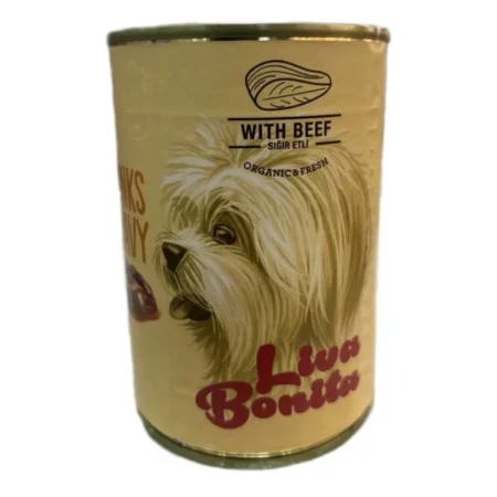 Liva Bonito Economy sığır etli yetişkin köpek konservesi – 400 gram metal kutu ambalaj