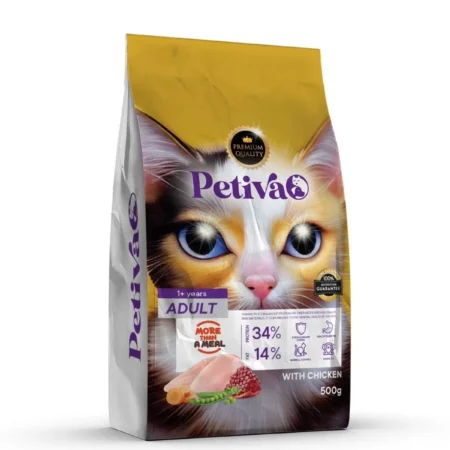 Petiva Premium yetişkin kediler için balıklı kuru kedi maması 0,5 kg ambalaj görseli