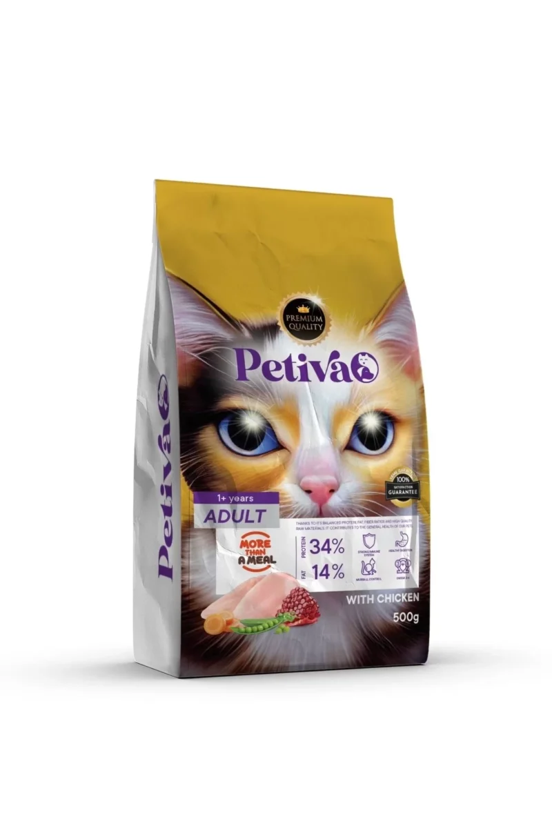 Petiva Premium yetişkin kediler için balıklı kuru kedi maması 0,5 kg ambalaj görseli