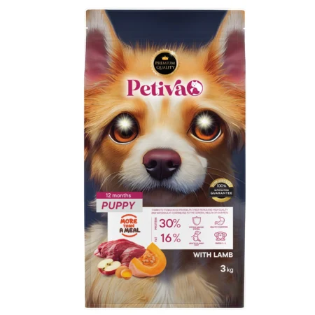 Petiva Premium yavru kuzulu kuru köpek maması 3 kg ambalaj görseli