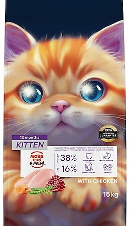 Petiva Premium yavru tavuklu kuru kedi maması 15 kg paket ambalaj görseli