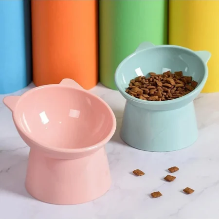 Duffa 2 Adet Eğimli Mama Ve Su Kabı Boyun Koruyucu Plastik Mama Ve Su Kabı Evcil Hayvan Mama Kasesi