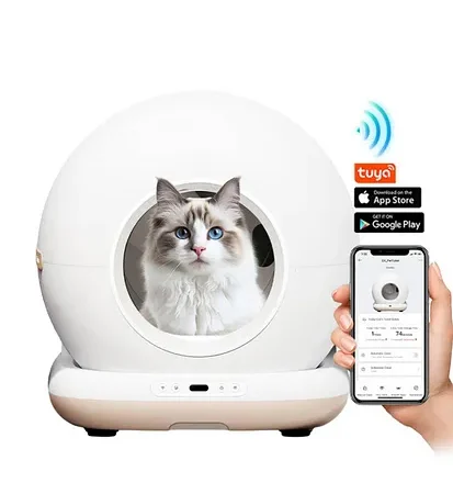 Haustier CB001 Akıllı Otomatik Kedi Tuvaleti, APP ile Kontrol, 75lt İç Hazne, 7lt Çöp Haznesi