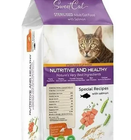 Sweet Cat kısırlaştırılmış somonlu kuru kedi maması 15 kg paket ambalaj görseli